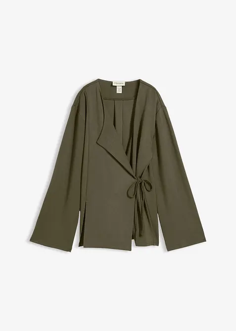 Bluse i viskosemiks med knyteb&aring;nd, bonprix