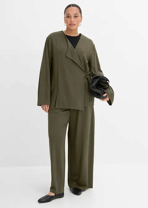 Bluse i viskosemiks med knyteb&aring;nd, bonprix