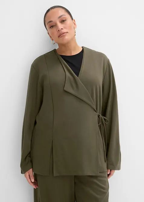 Bluse i viskosemiks med knyteb&aring;nd, bonprix