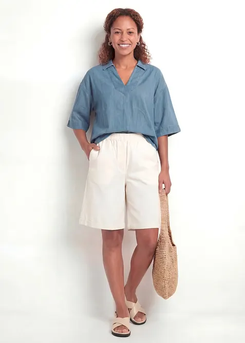 Bermudashorts i papertouch-materiale med bomull, bonprix