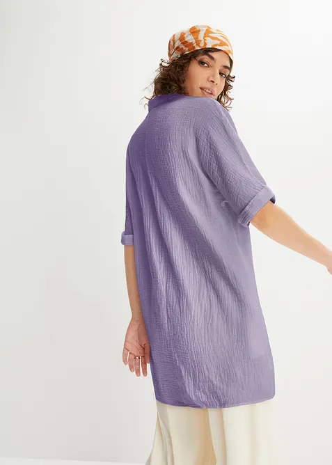 Oversized, lang skjorte i myk bomullsmusselin, bonprix