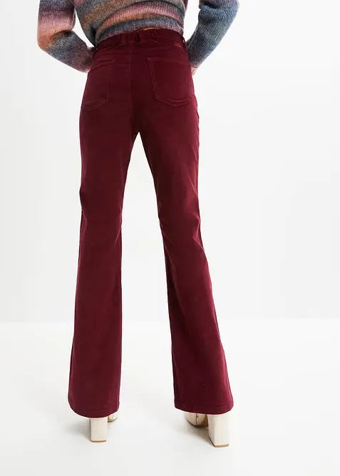 High Waist-slengbukse i kordfl&oslash;yel med stretch og komfortlinning, bonprix