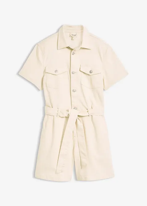 Kortermet jumpsuit i denim, bonprix
