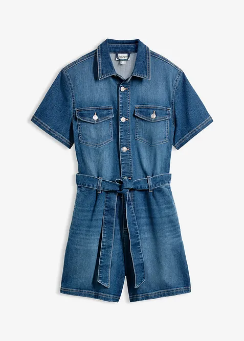 Kortermet jumpsuit i denim, bonprix