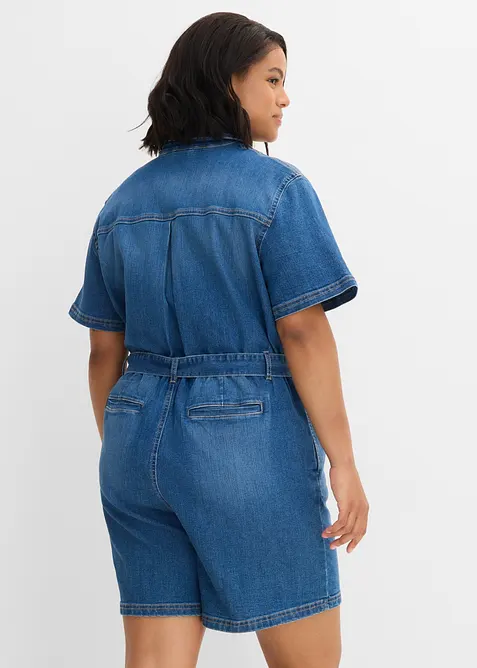 Kortermet jumpsuit i denim, bonprix