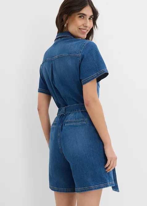 Kortermet jumpsuit i denim, bonprix