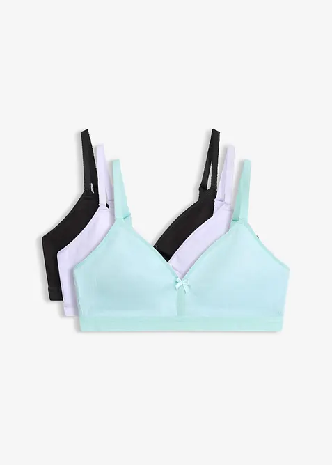 BH uten spiler med &oslash;kologisk bomull (3-pack), bonprix