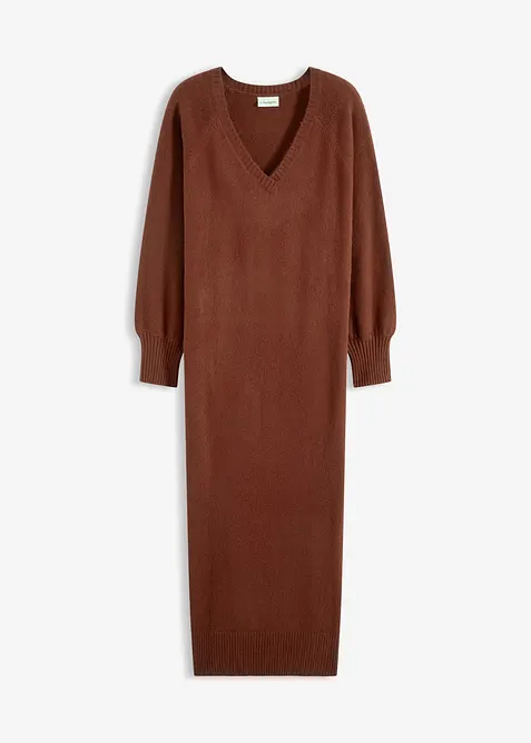 Oversized strikkekjole i midilengde, bonprix