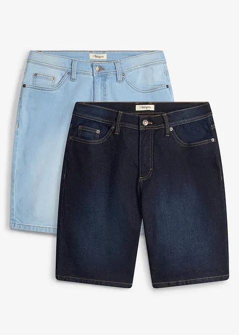 Bermudashorts i denim med stretch, Regular Fit (2-pack), bonprix