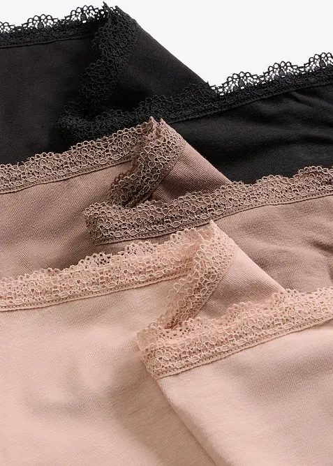 Gravidtruse med &oslash;kologisk bomull og blonder (3-pack), bonprix
