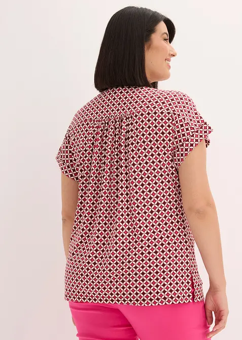 M&oslash;nstret jerseytopp med knapper, bonprix