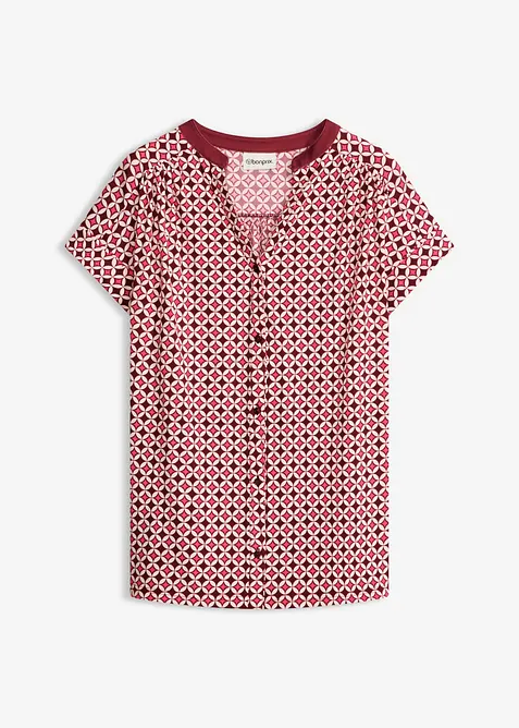 M&oslash;nstret jerseytopp med knapper, bonprix