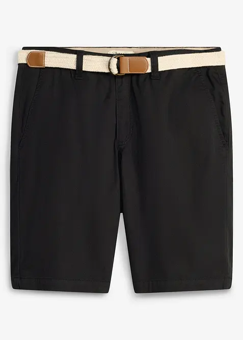 Bermudashorts med stretch og belte, Regular fit, bonprix