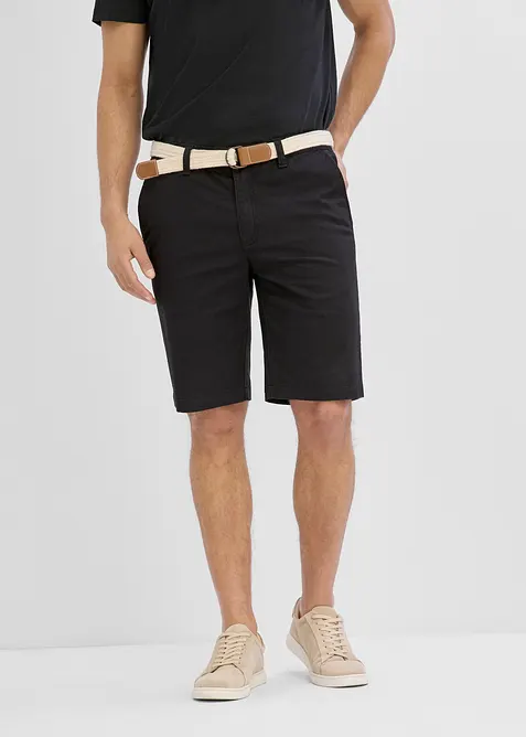 Bermudashorts med stretch og belte, Regular fit, bonprix