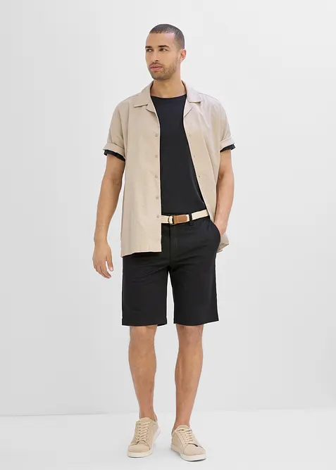Bermudashorts med stretch og belte, Regular fit, bonprix