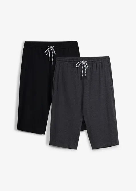 Lang jerseyshorts i 100% &oslash;kologisk bomull (2-pack), bonprix