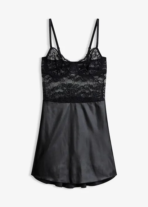 Kjole med wetlook, bonprix