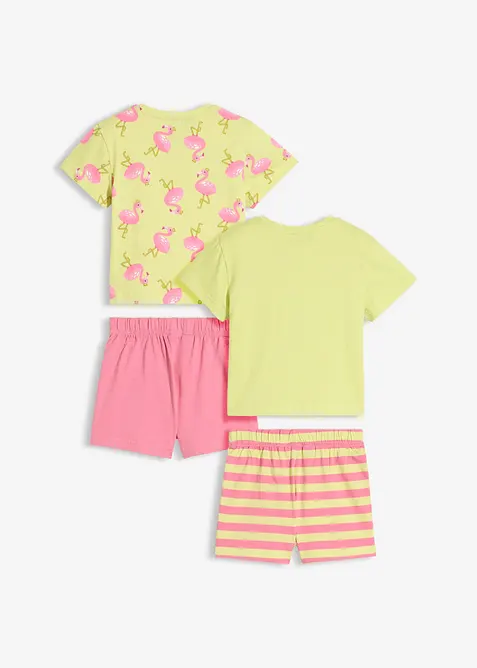 Kort pyjamas i 100% bomull (4-delt sett), bonprix