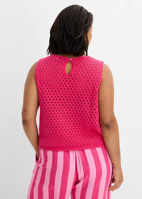 Topp i 100% bomull og heklet look, bonprix