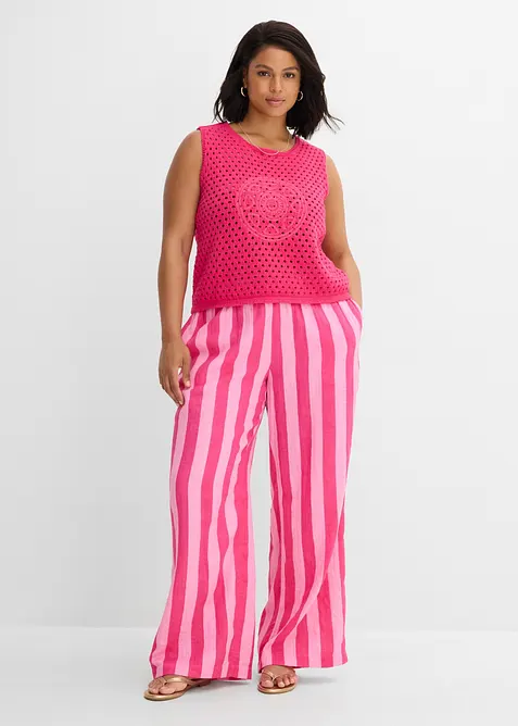 Topp i 100% bomull og heklet look, bonprix
