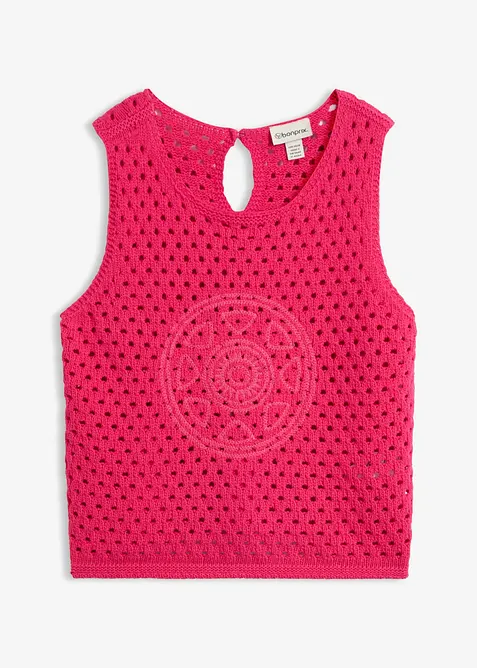 Topp i 100% bomull og heklet look, bonprix