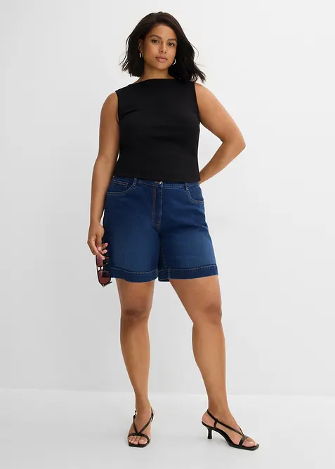 Jeans-bermudashorts Mid Waist av &oslash;kologisk bomull, bonprix