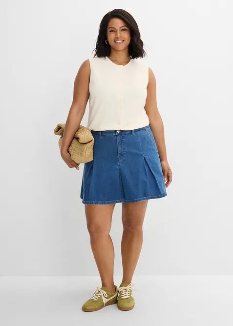 Jeansskj&oslash;rt Mid Waist, folder, bonprix