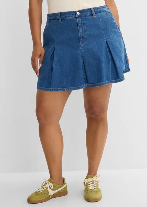 Jeansskj&oslash;rt Mid Waist, folder, bonprix