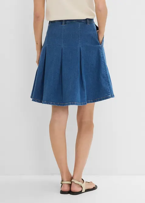 Jeansskj&oslash;rt Mid Waist, folder, bonprix