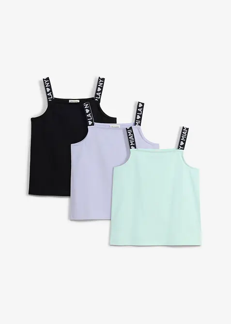 Topp av elastisk, &oslash;kologisk bomullsmiks (3-pack), bonprix