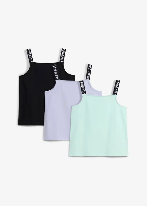 Topp av elastisk, &oslash;kologisk bomullsmiks (3-pack), bonprix