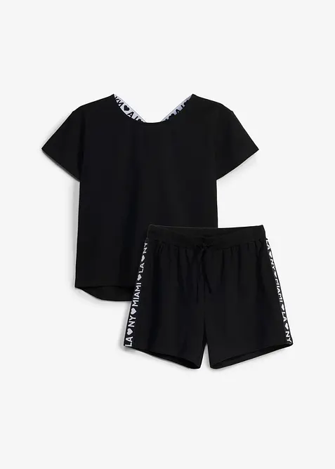 Topp og shorts av elastisk, &oslash;kologisk bomullsmiks (2 deler), bonprix