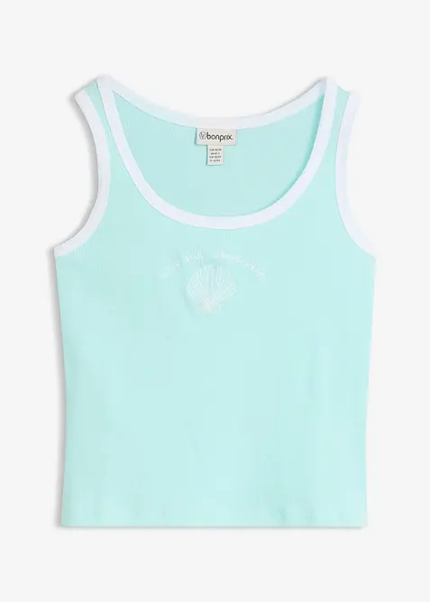 Ribbet topp i 100% &oslash;kologisk bomull, bonprix