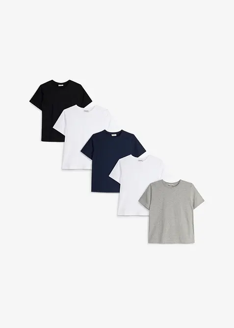 T-skjorte i &oslash;kologisk bomull (5-pack), bonprix