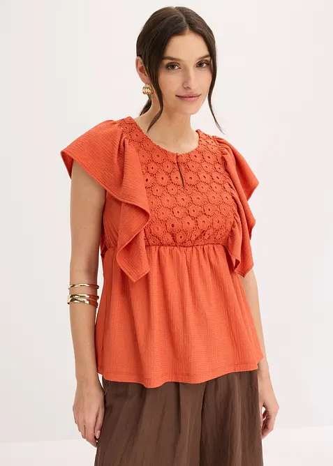 Trikotbluse i strukturert krepp, bonprix