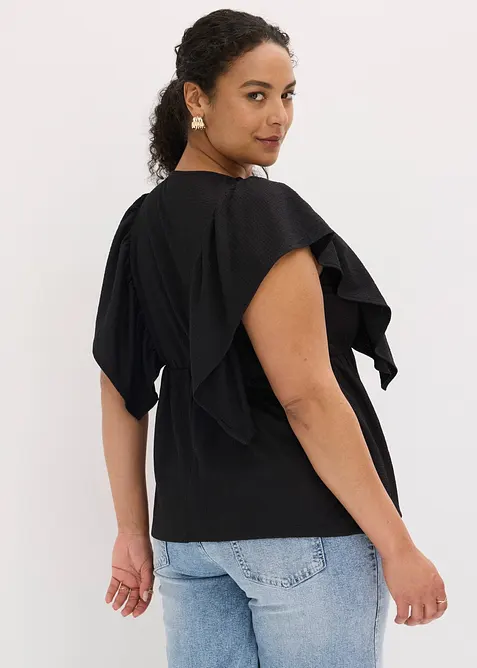 Trikotbluse i strukturert krepp, bonprix