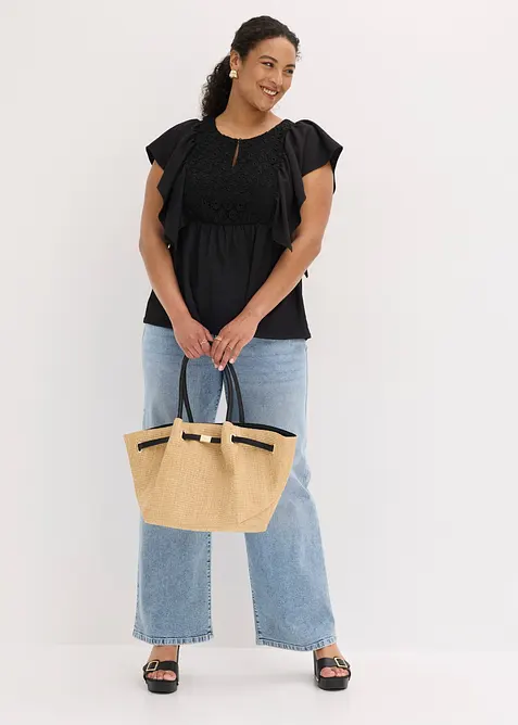 Trikotbluse i strukturert krepp, bonprix