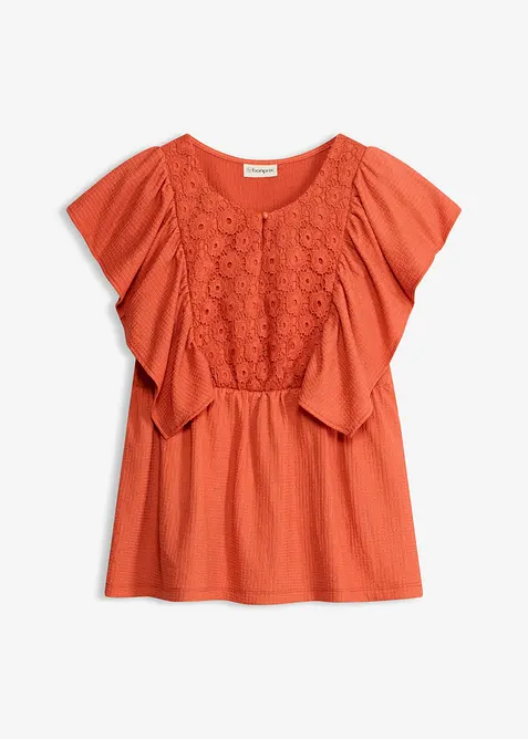 Trikotbluse i strukturert krepp, bonprix