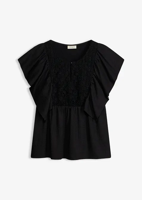 Trikotbluse i strukturert krepp, bonprix