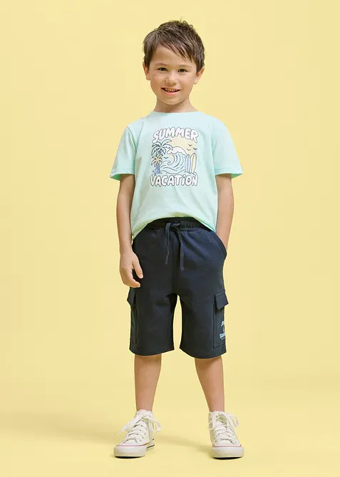 Sweat bermudashorts i cargomodell og 100% &oslash;kologisk bomull, bonprix