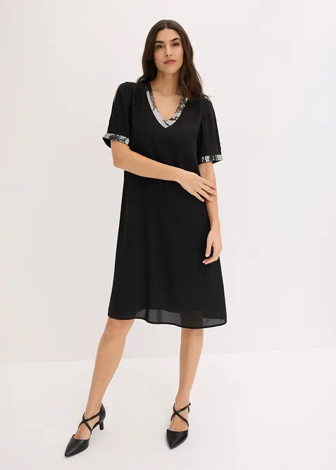 Chiffonkjole med paljetter, bonprix