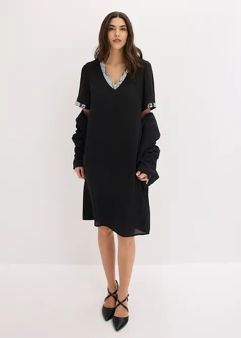 Chiffonkjole med paljetter, bonprix