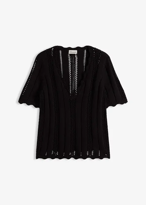 Strikket topp med dyp utringning, bonprix