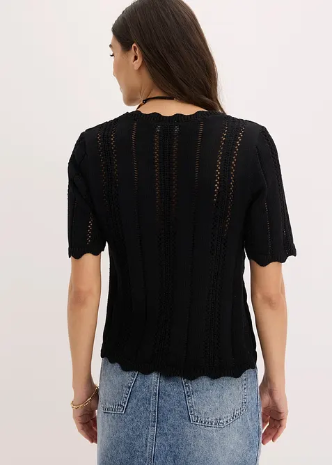 Strikket topp med dyp utringning, bonprix