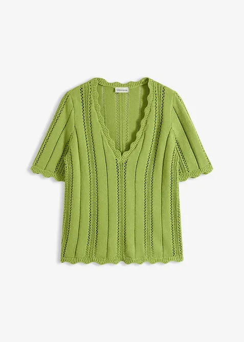 Strikket topp med dyp utringning, bonprix