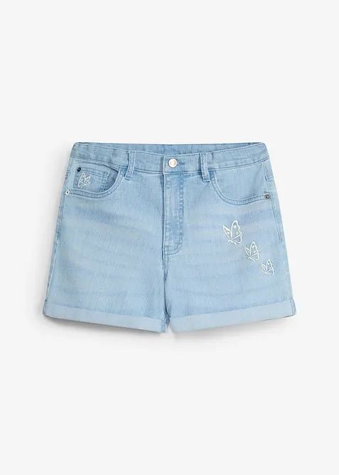Jeansshorts Mid Waist med &oslash;kologisk bomull, bonprix