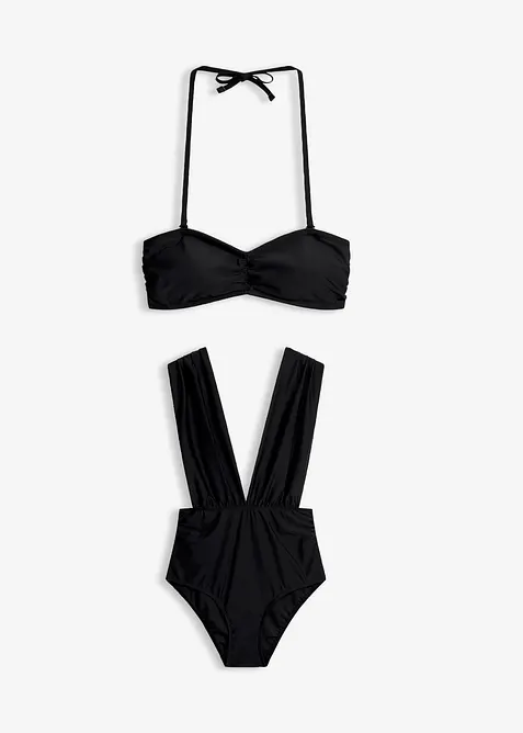 Badedrakt + bandeau-bikinioverdel (2-delt sett), bonprix
