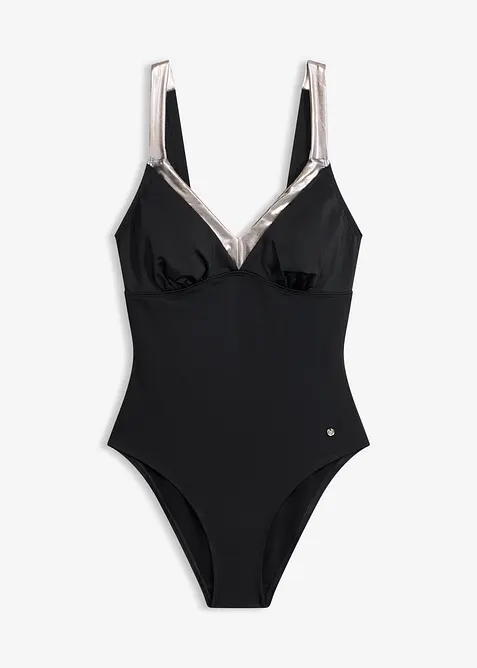 Medium Shape-badedrakt med s&oslash;lvfargede detaljer, bonprix