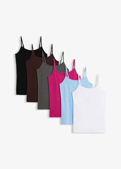 Singlet med regulerbare stropper (6-pack), bonprix