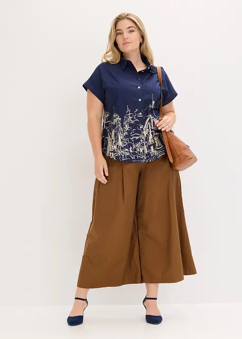 Oversized, kortermet skjorte i bomullspoplin, bonprix